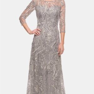 Lord and Taylor Full Length Silver Gown